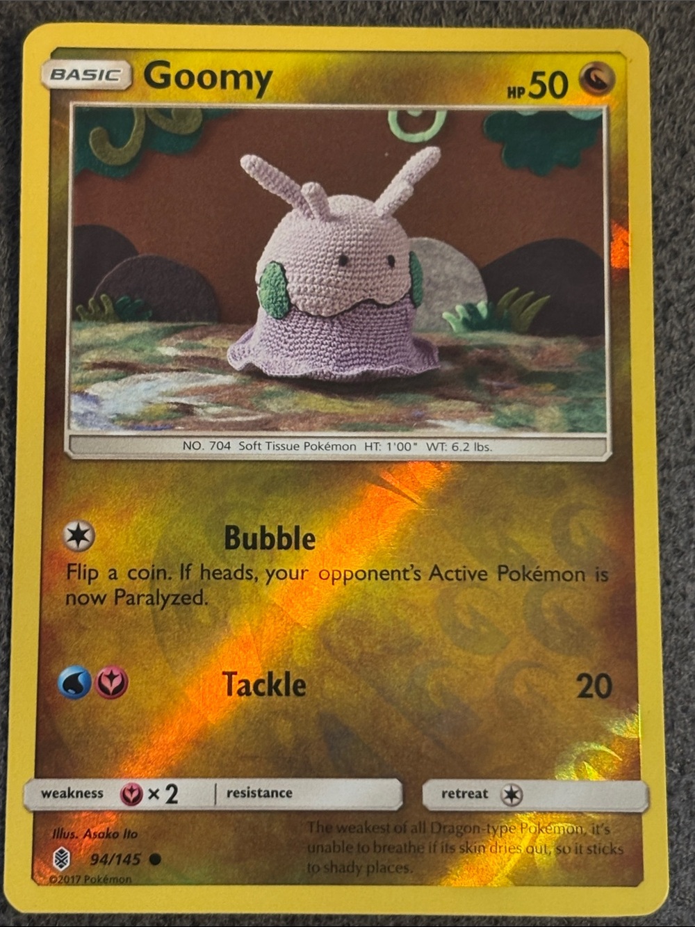 🐌 Goomy Crochet Reverse Holo Guardians Rising Pokemon Card